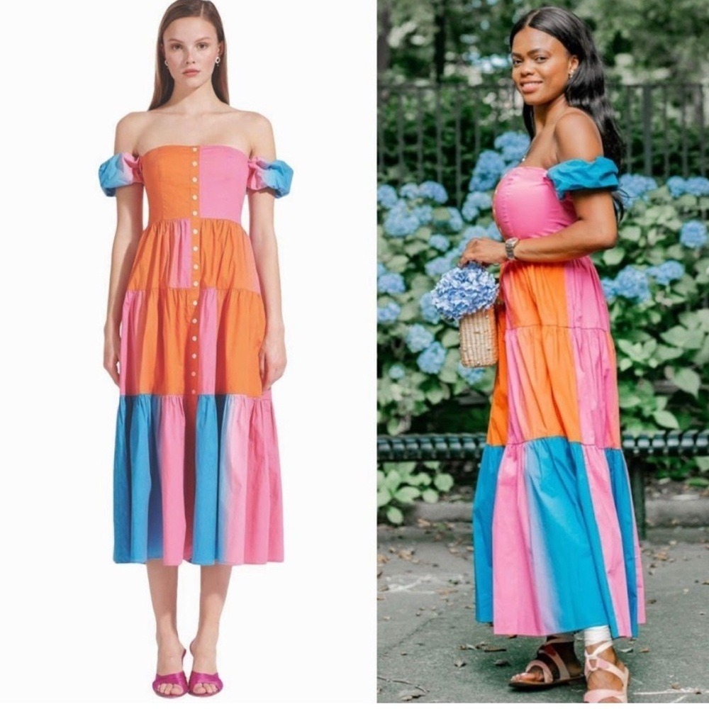 STAUD Elio Dress In Hibiscus Multi Size 4